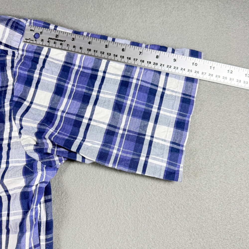 VTG Polo Ralph Lauren Hand Woven Medium Plaid Blue White Made in Canada - Picture 10 of 11